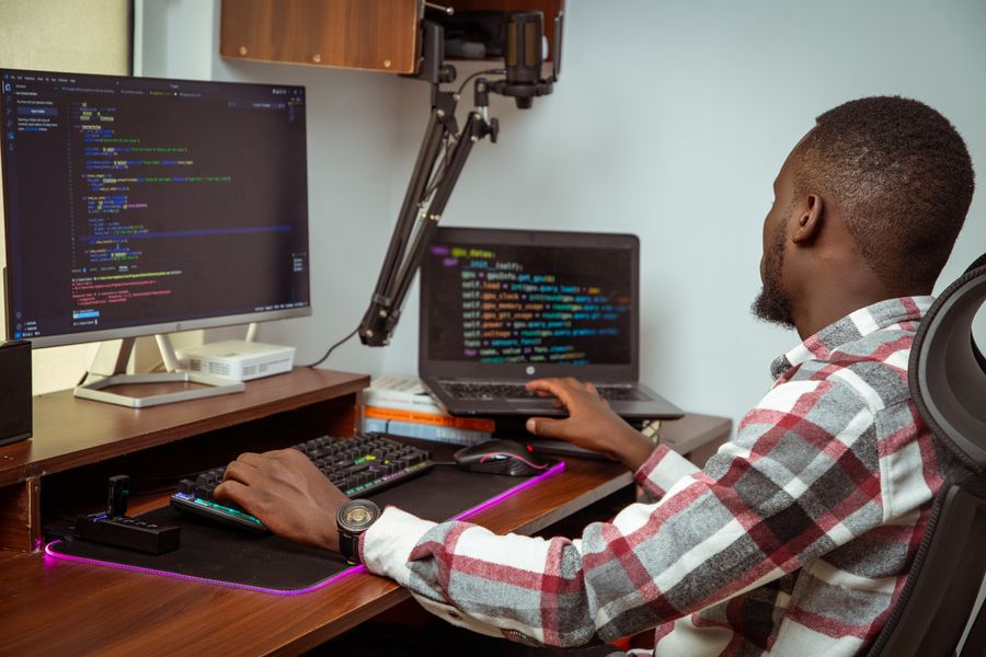 A software developer working in a Nairobi office